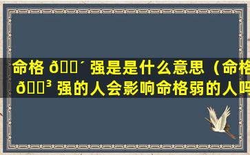 命格 🐴 强是是什么意思（命格 🐳 强的人会影响命格弱的人吗）